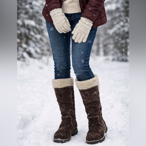 G.H. Bass Ashley Tall Shearling Lined Suede Winter Boots Brown 10